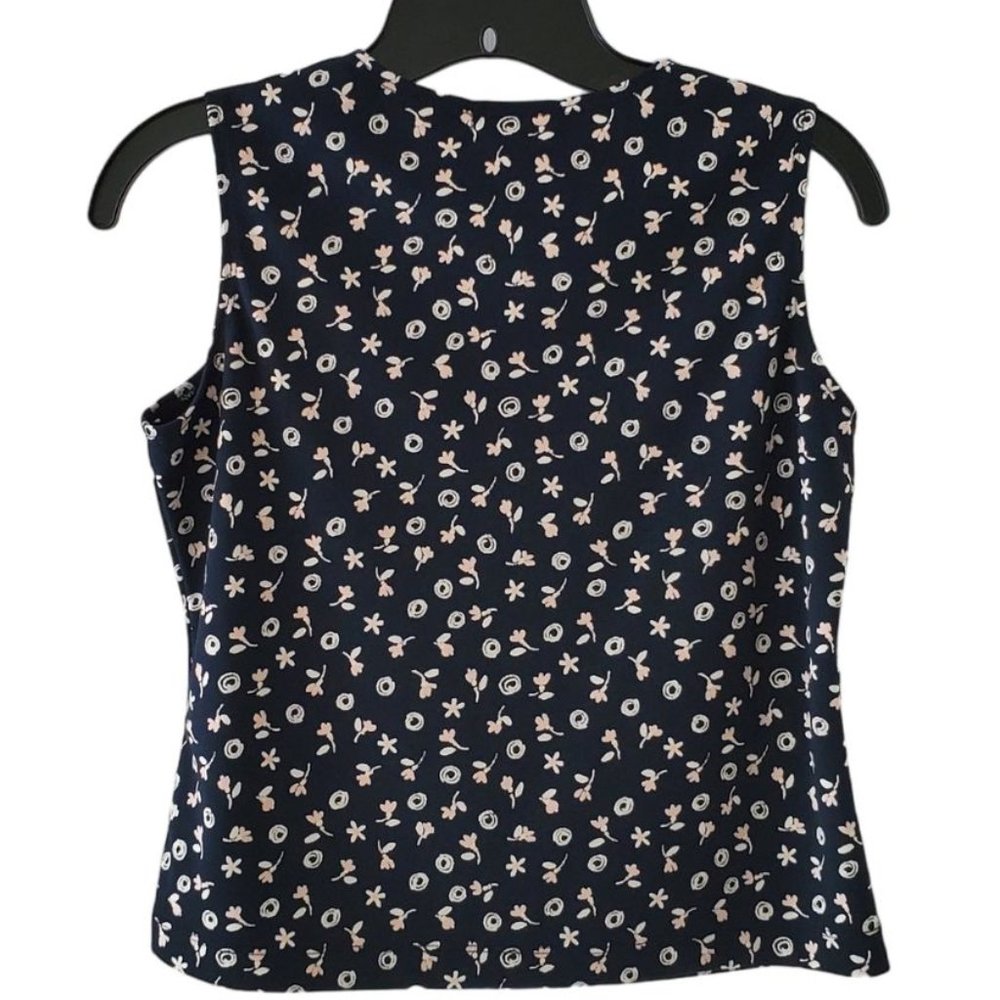 Petite Sophisticate Floral Scoop Neck Shell/Tank Top | NWOT | XSP | Navy Pink WH - Picture 2 of 11